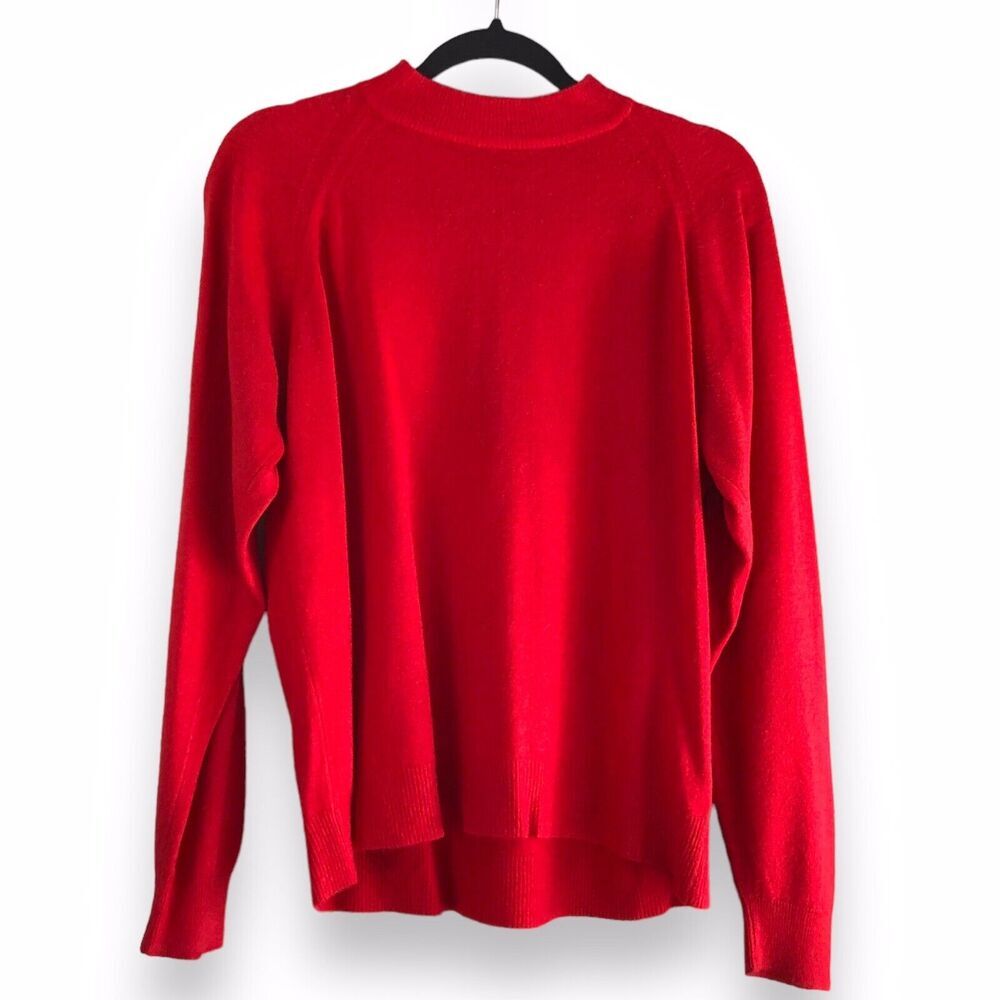 Designers Originals Womens Size Large 40 Sweater‎ Cherry Red Mock Neck 1/4 Zip